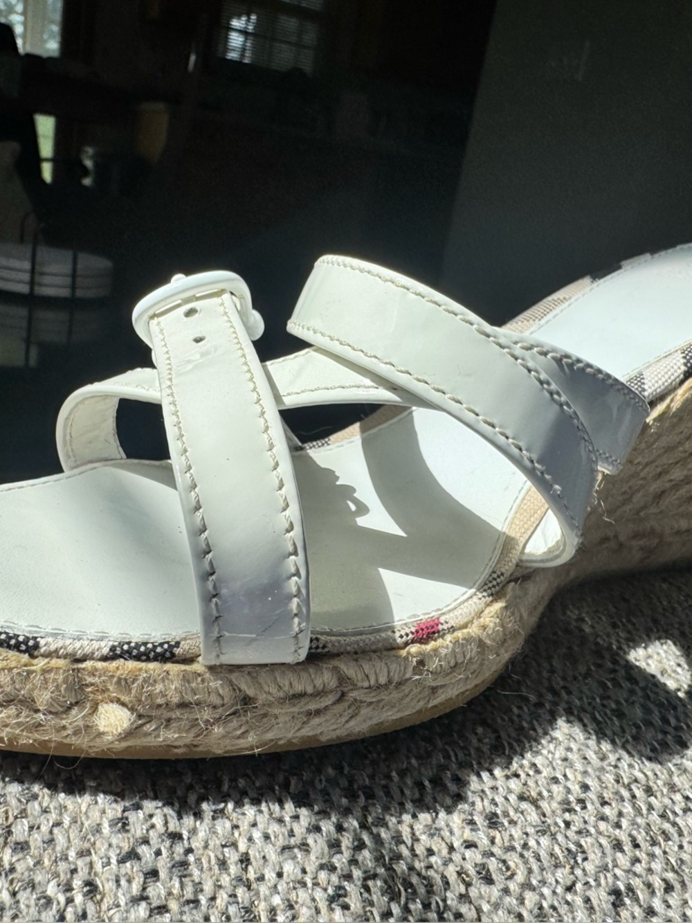 Burberry White Espadrille Wedge Sandals - Size EU 40 - Picture 2 of 14